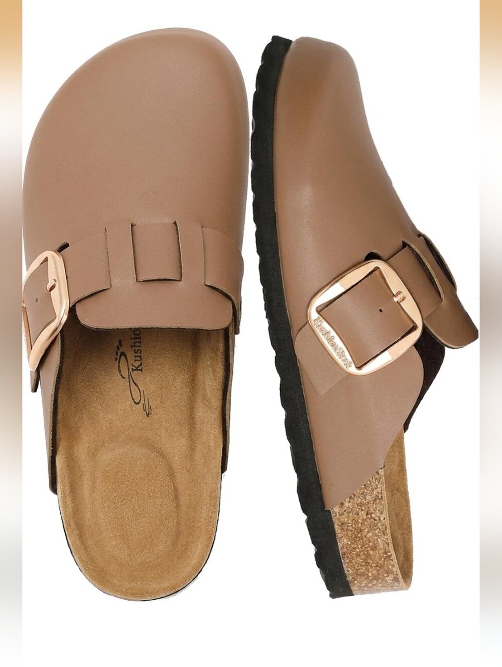 Genuine Leather Clogs Big Buckle Mule
